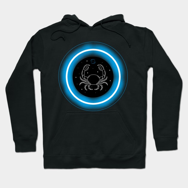 Neon Light Effect Cancer Hoodie by MysticZodiac